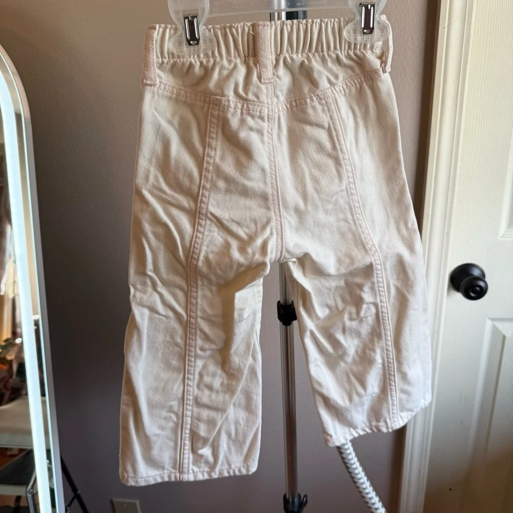 Old Navy Kids Girls Cream Wide Leg Crop Jeans Size 2T Adjustable Waist - Picture 4 of 6